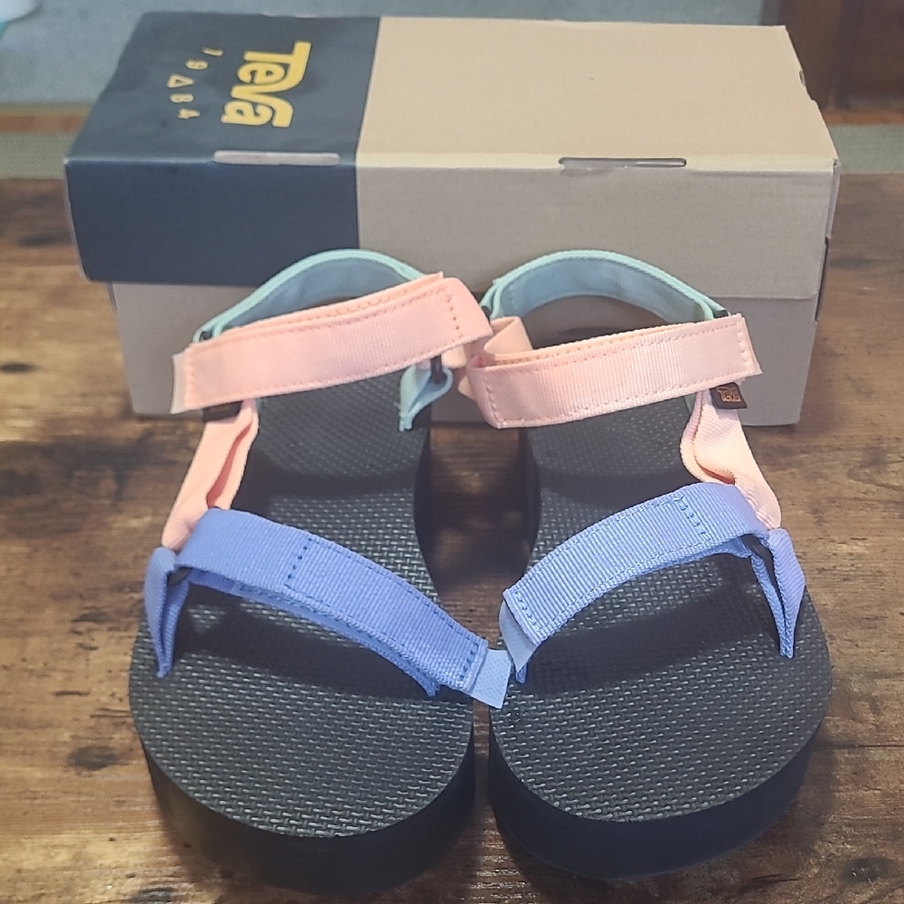 Teva Pink and Blue Sport Sandals with Adjustable Straps